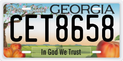 GA license plate CET8658