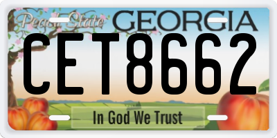 GA license plate CET8662