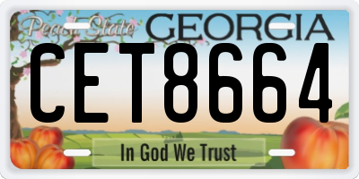 GA license plate CET8664