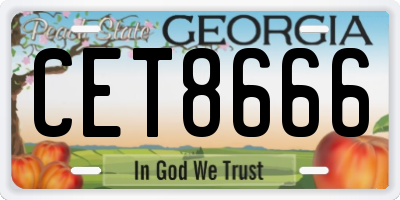 GA license plate CET8666