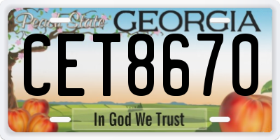 GA license plate CET8670
