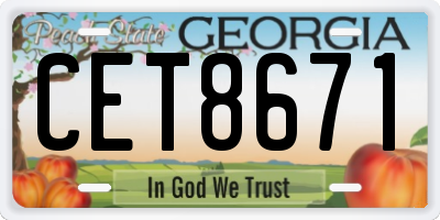 GA license plate CET8671