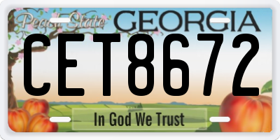 GA license plate CET8672