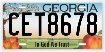GA license plate CET8678