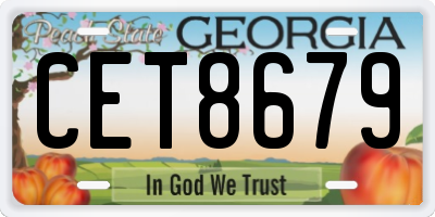 GA license plate CET8679