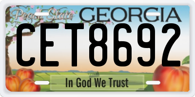 GA license plate CET8692