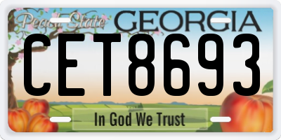GA license plate CET8693