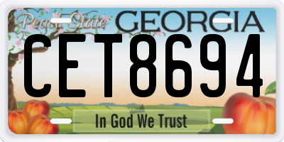 GA license plate CET8694