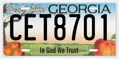 GA license plate CET8701