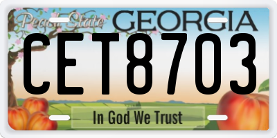 GA license plate CET8703