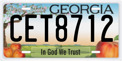 GA license plate CET8712