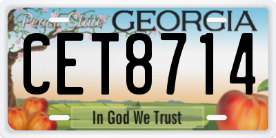 GA license plate CET8714