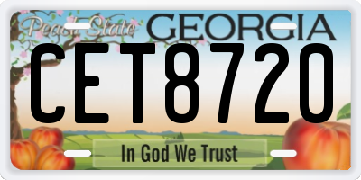 GA license plate CET8720