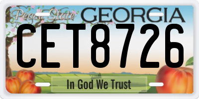GA license plate CET8726