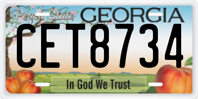 GA license plate CET8734