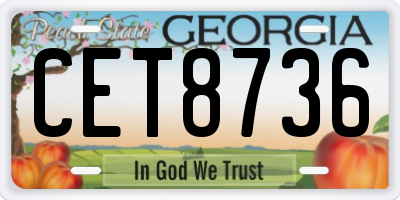 GA license plate CET8736