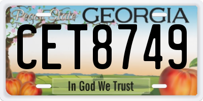 GA license plate CET8749