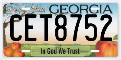 GA license plate CET8752