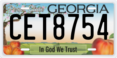 GA license plate CET8754