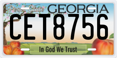 GA license plate CET8756