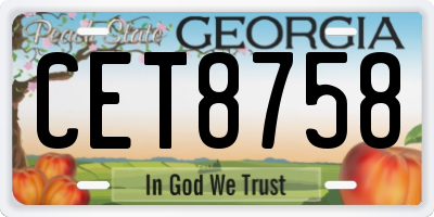 GA license plate CET8758