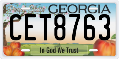 GA license plate CET8763