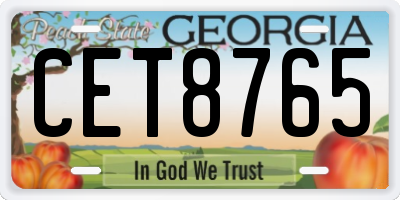 GA license plate CET8765