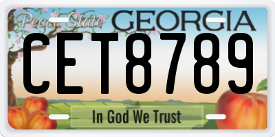 GA license plate CET8789