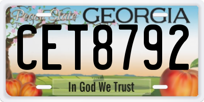 GA license plate CET8792
