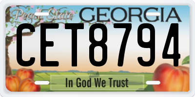 GA license plate CET8794