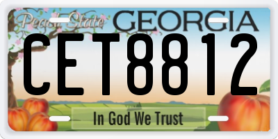 GA license plate CET8812