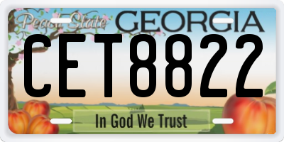 GA license plate CET8822