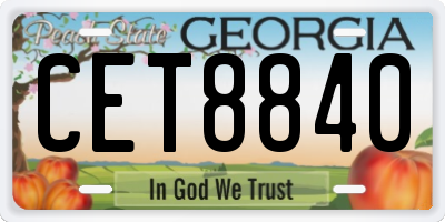 GA license plate CET8840