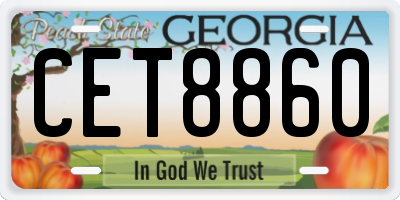 GA license plate CET8860
