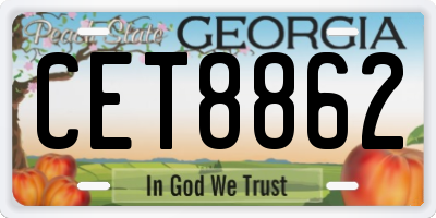 GA license plate CET8862