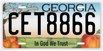 GA license plate CET8866