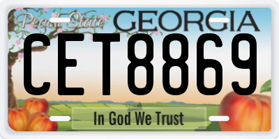 GA license plate CET8869