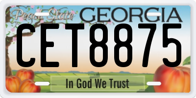 GA license plate CET8875