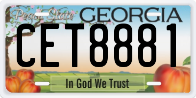 GA license plate CET8881