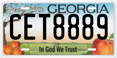 GA license plate CET8889