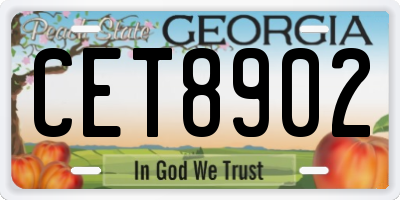 GA license plate CET8902