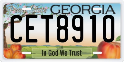 GA license plate CET8910