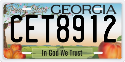 GA license plate CET8912