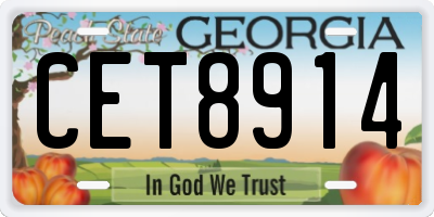 GA license plate CET8914