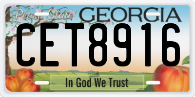 GA license plate CET8916