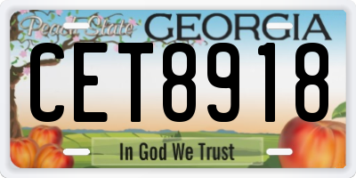 GA license plate CET8918