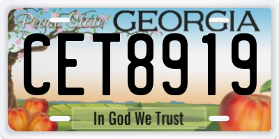 GA license plate CET8919