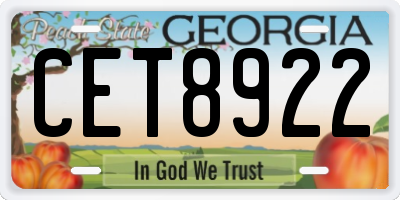 GA license plate CET8922