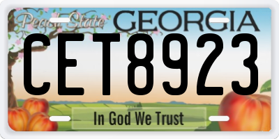 GA license plate CET8923