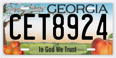 GA license plate CET8924